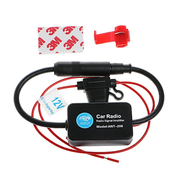 Ny 12V 25dB Bil FM Radioantennförstärkare med indikator Modell Ant-208