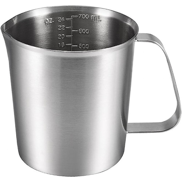 Mätkopp 700ml 24OZ, 2 Mätvågar, Inklusive ML-Vågskala, Ounce-Vågskala, 304 Rostfritt Stål Graderad Bägare med Handtag för Labb Köksvätska