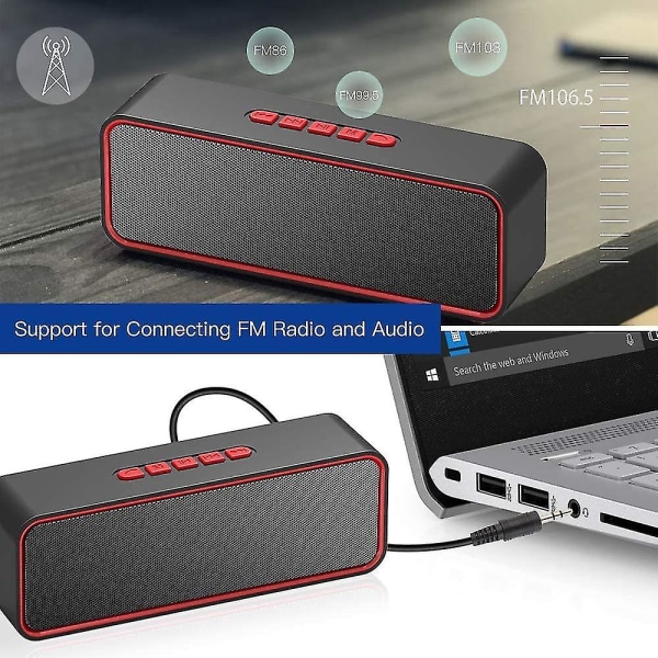Trådløs Bluetooth-høyttaler, bærbar Bluetooth 5.0-høyttaler, med dobbel  driverbass, 3d-stereo, FM-radio, håndfri funksjon, innebygd 1500 Mah  batteri f3a6 | Fyndiq
