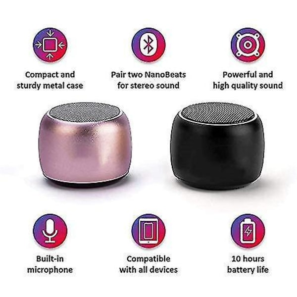 Kannettava minikaiutin Bluetooth langaton kaiutin, jossa mikrofoni, tukeva metallikuori, LED-valo, 5 tunnin toistoaika, voidaan pariliittää stereoyksikköön