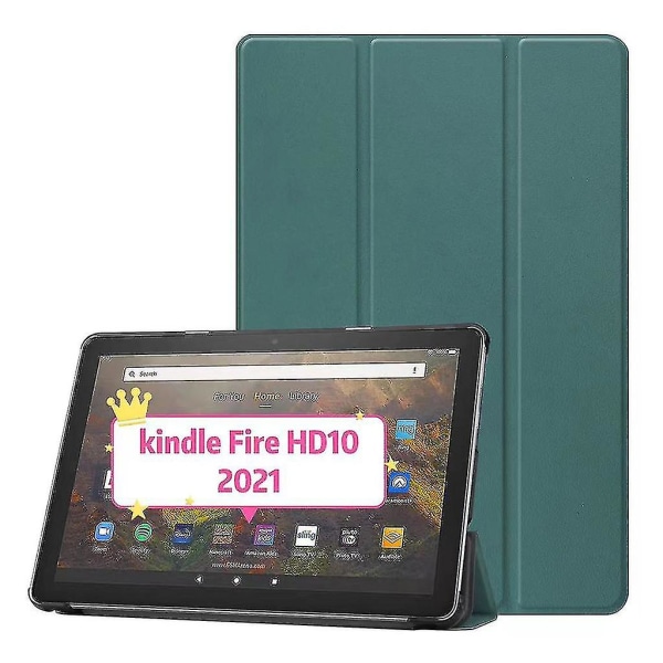 Thickened Edge Kindle Case For Fire Hd- 10/10 Plus Slim Tablet Cover Stand Green