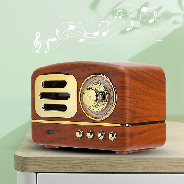 Bärbar Bluetooth-stereohögtalare, förbättrad bas Retro trådlös retrohögtalare, med Tf-kortplats (ljusbrun)