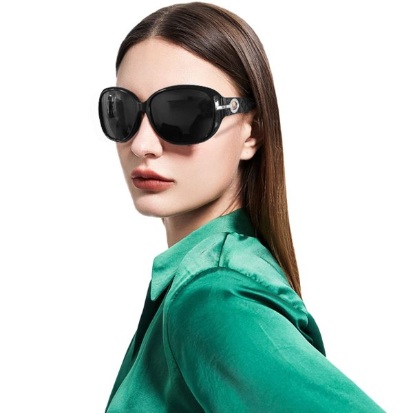 Polariserte solbriller Dame Trendy Oversize Big Large Solbriller Sensitive øyne UV-beskyttelse