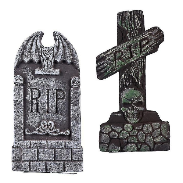 2 st hemska Halloween-gravstenar Halloween-dekoration gravar
