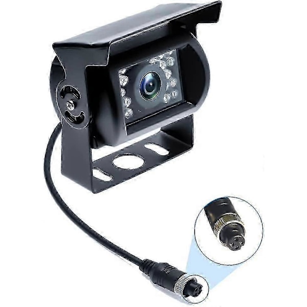 Bakkamera 4-pin stik 12v 24v Vandtæt Night Vision kamera til bil bus lastbil campingvogn autocamper (uden afstandslinje) - JV