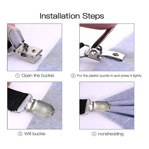 2 stk. Justerbare Elastiske Suspender Gripper Holder Stropper Klip Til Seng Sengetøj Madrasovertræk Sofa C