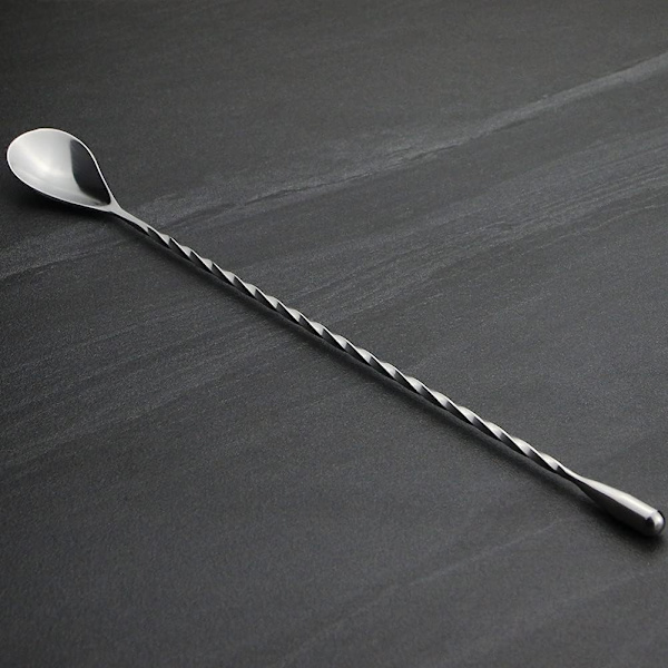 Cocktail Ske, Rustfrit Stål Bar Teske Lang Skaft Cocktail Shaker Spiral Design Perfekt til Omrøring og Lagdeling af Drikke (Sølv) silver