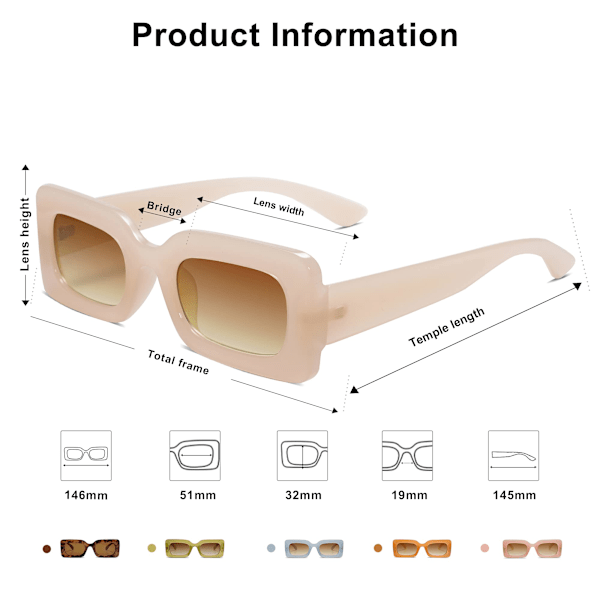 Retro 90-talls Naken Rektangulære Solbriller For Kvinner Trendy Chunky Briller Pebble