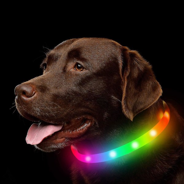 Led-hundehalsbånd, genopladeligt regnbuefarveskiftende lys U