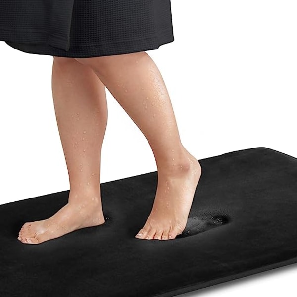 Bademåtter til badeværelse skridsikre - Sort 17\" x 24\" Memory Foam Badeværelse black