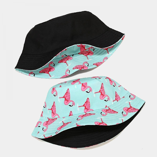 Wekity Söt Hinkhatt Strand Fiskarehattar För Kvinnor, Vändbar Dubbelsidig Unisex (flamingo,ljusblå)