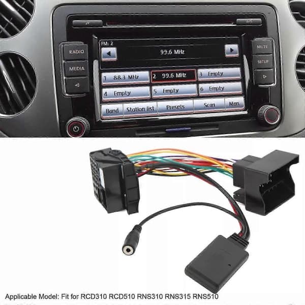 Bluetooth 5.0 AUX biladapter med håndfri mikrofon til RCD310, RCD510 og RNS310