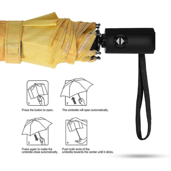 Automatiska paraplyer - Vindtäta lätta resekompakta hopfällbara paraplyer Solros