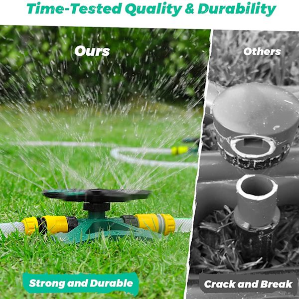 Pihan sprinklereitä, pyörivä 5-in-1 nurmikon sprinkler 360