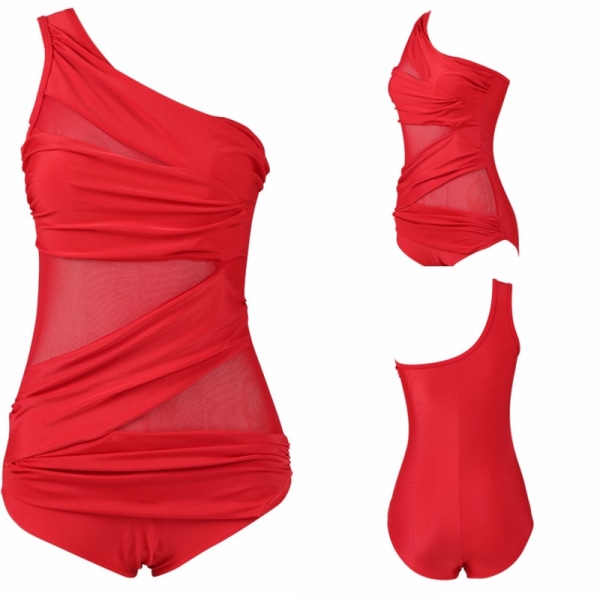 Kvinder Enkelt Stykke Monokini Bikini Push-up Badetøj Badetøj Badetøj Red 4XL