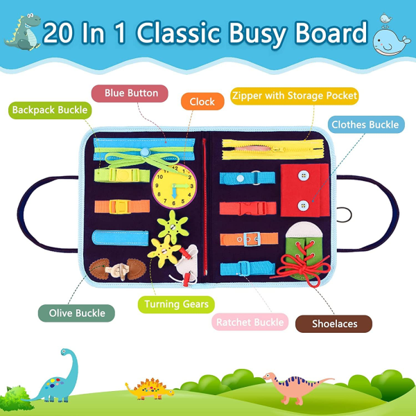 Toddler Busy Board 4 etager, Activity Board Sensorisk Board, Montessori-legetøj til babydrenge 3 4 år Lærer grundlæggende livsfærdigheder Mermaid style