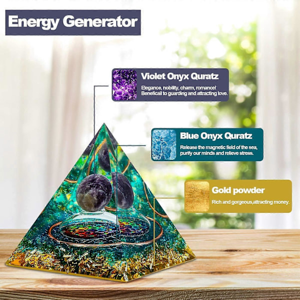 Pyramid för Positiv Energi 2.32.3in Orgonit Kristaller Skydd Kristaller Energi Generator för Stressreducering Healing Meditation Attrahera Rikedom Lycka