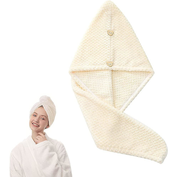 Superabsorberande handduk för hårtorkning - Korallfleece handduk för hårtorkning, hårtorkningsmössa Crday-present