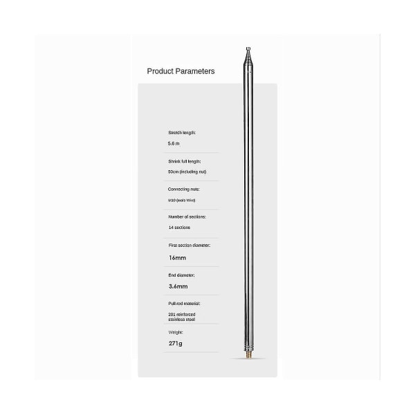 1 stk 5,6m 201 Rustfritt Stål Piskekabel Trekkstang For Hf Radio Positiv V Antenne Gp Antenne Diy