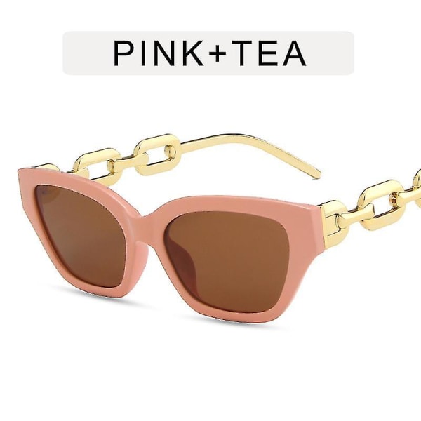 (powder Frame Tea Tablets)european And American New Personality Cat Eye Sunglasses Fashion Thick Chain Leg Sunglasses Cross-border Hip Hop Sunglasses