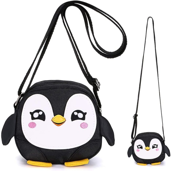 Penguin Little Girls Small Pung Skulder Håndtaske Cross Body Messenger Bag med lynlås - flot strømpefyld