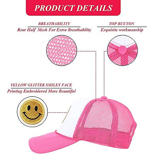 Unisex Baseballkeps Smiley, Gul Glitter Smiley Ansikte Tryckt Broderad Lastbilkeps