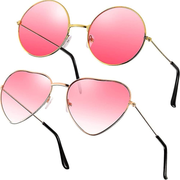 2 par rosa hippie solbriller retro hippie stil solbriller Hippie kostyme