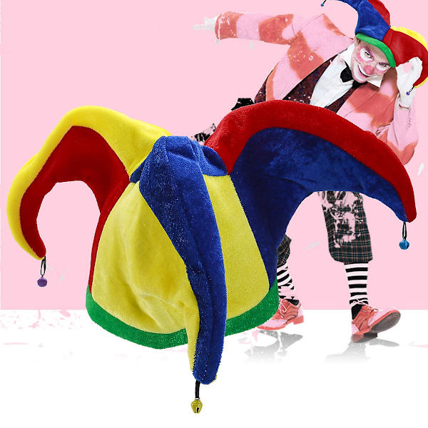 Rolig flerfärgad kostymnarr Clown Mardi Gras hatt