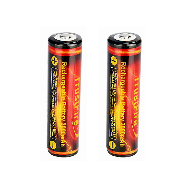 2 stk 3,7v 18650 3000mah oppladbart batteri høy kapasitet Li-ion oppladbart