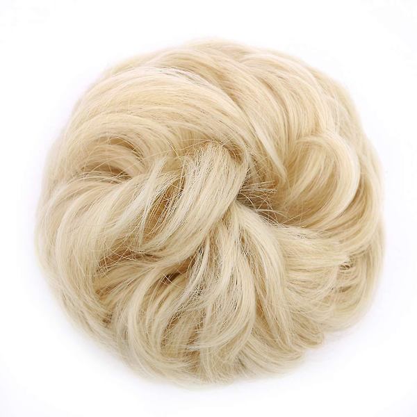 1 st Messy Bun Lockig Vågigt Updo Peruk för Kvinnor