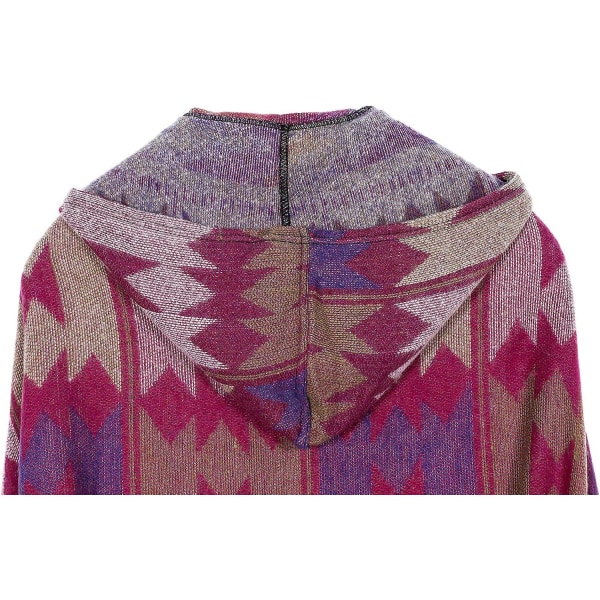 Vintage plaid strikket poncho dame kvast sjal kappe med knap cardigan