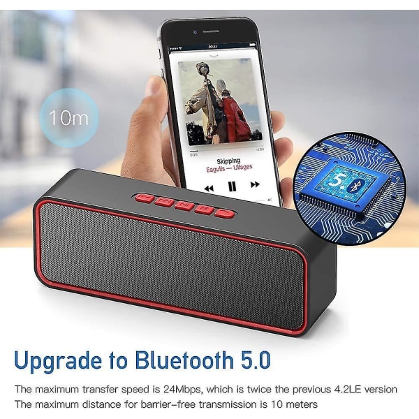 Trådløs Bluetooth-høyttaler, bærbar Bluetooth 5.0-høyttaler, med dobbel driverbass, 3d-stereo, FM-radio, håndfri funksjon, innebygd 1500 Mah batteri