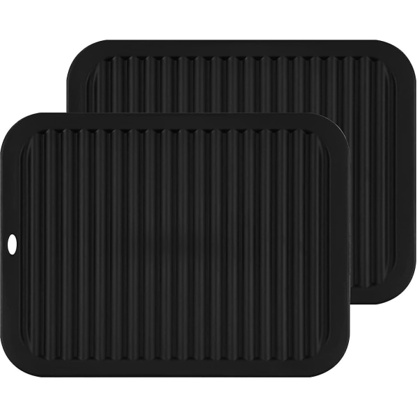 Set med 2 multifunktionella silikongrytlappar, halkfria, hållbara svarta 23, x30x0,6 cm