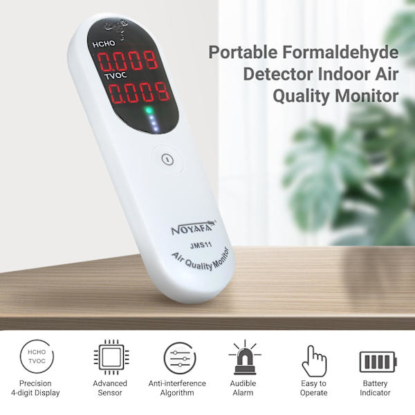 Noyafa Bärbar Formaldehyddetektor Inomhusluftkvalitetsmonitor Hcho Och Tvoc-monitor Med Ljudlarm Led-indikator För Hem Hvac-system