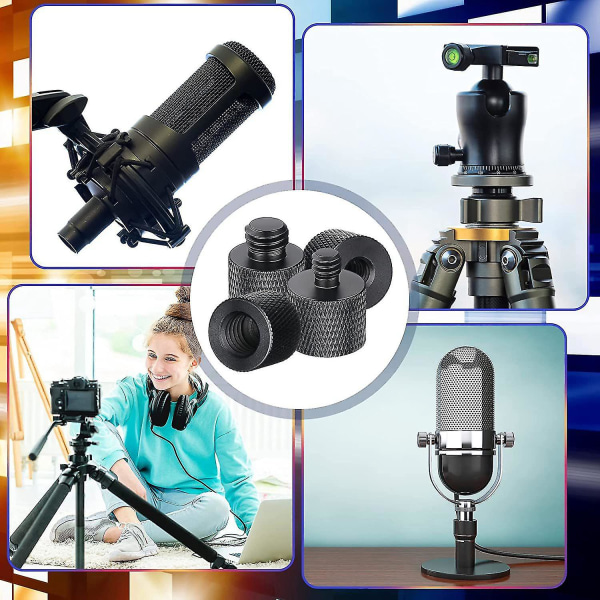 8 stk Mikrofon 1/4 Hann til 3/8 Hunn og 3/8 Hann til 1/4 Hunn Kameraskrueadapter for Kamera T