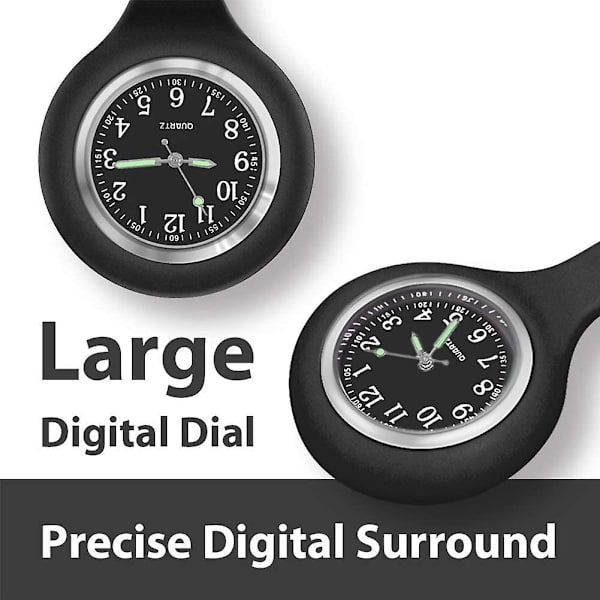 Sygeplejerske Ur, Gløder i Mørket Design, Sundhedspleje Sygeplejerske Læge Paramedicer Medicinsk Broche Fob Ur, Sort, 1 stk