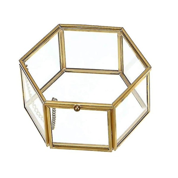 Glass Vinta smykkeskrin En ometrisk smykkevisning Izer Box Home Rative Box For St