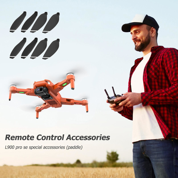 8 stk plastpropellrekvisitterblad for L900 Pro Se dronevingevifter Reservedeler Lettvektsutskiftingssett for dronepropellblad