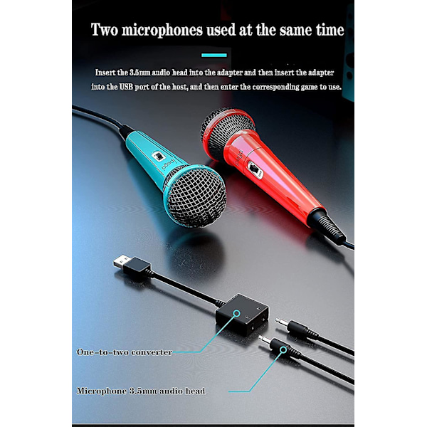 Gaming-mikrofon Dobbel kablet mikrofon med bryter for PS5/ps4/xboxone/n-switch/pc