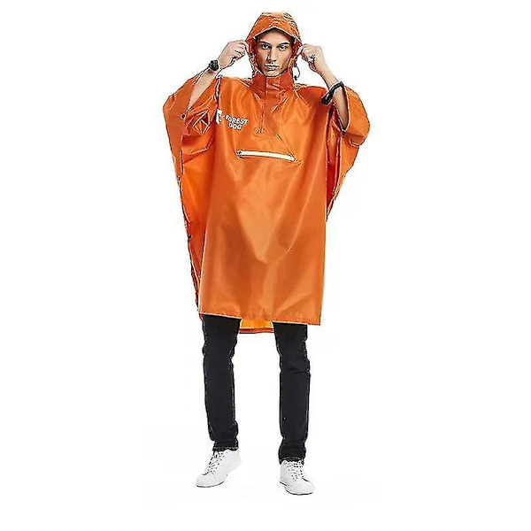 Regnfrakk for menn og kvinner, sykkelregnfrakk, vanntett poncho med refleksstripe Orange