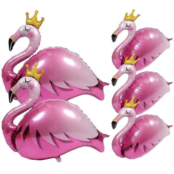 5 stk Crown Flamingo ballong aluminiumsfolie festballong Hawaii ballong festutstyr (5 stk/sett)