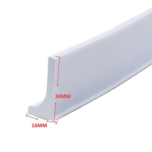 Silikoninen suihkueste kylpyhuoneen vesitulppa vesieste pidätyslista kuiva ja märkä erotus oven tiivistyslista White 100cm