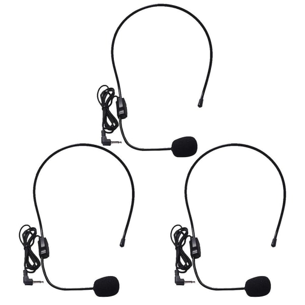 3 stk. Trådheadset Letvægts Headset Mikrofon Ørehage Mic Stemmeforstærker Mic Øre Mikrofon Headset Ledningsført Mikrofon