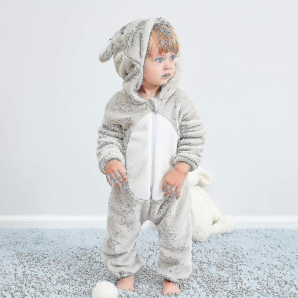 Unisex Dyredrakt Vinter Høst Flanell Hettegenser Romper F Mouse 80CM
