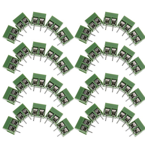 80 stk Terminalblokker Elektriske 2 Pin-kontakt Elektrisk Terminalblokk Pcb Terminalblokk 2 Pin