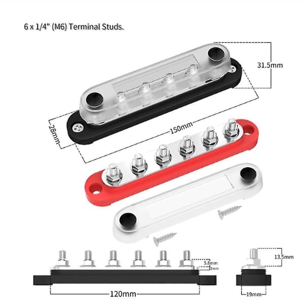 Bilterminalblock Negativ Samlingsskena 12v Distributionsblock M