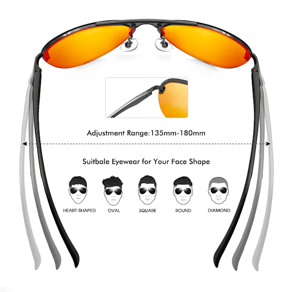 Polarisoidut Aviator-aurinkolasit miehille ja naisille, 63 mm UV400 -suoja, kevyt metallikehys, peilipinnoitetut linssit ulkokäyttöön