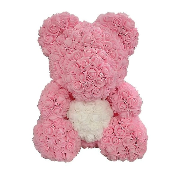 Timubike 2022 Dropshipping 40cm Rose Bear Hjerte Kunstig Blomst Rose Teddy Bear For Kvinner Valentinsdag Bryllup Bursdag Julegave Red Pink H 25CM