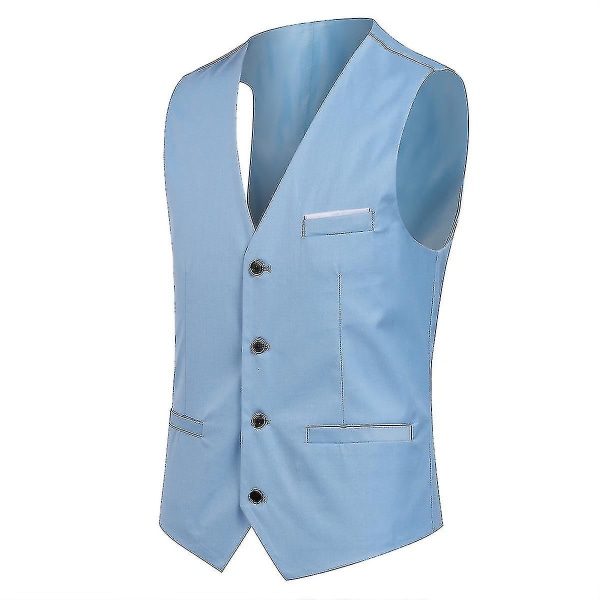 Herre Dress Casual 3-delt Dress Blazer Bukse Vest 9 Farger Z Light Blue M