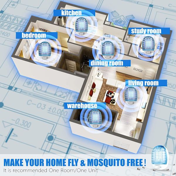 Inomhus Bug Zappers, Insektsfällor för inomhus Myggdödare för barn och husdjur, Hem, Kök, Sovrum, Barnrum, Kontor (2, Bule)